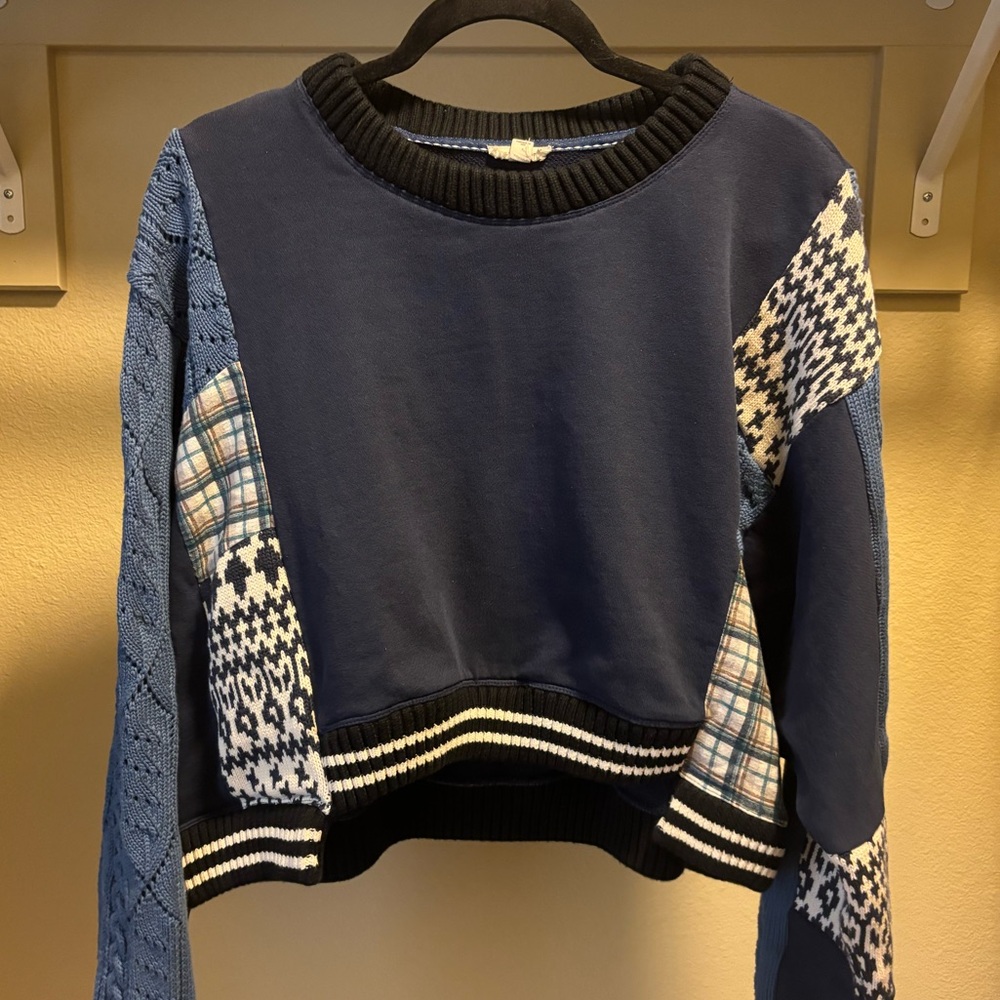 Patchwork Blue Anthropologie Sweater